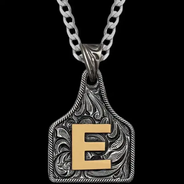 Medium Initial Cow Tag Necklace 